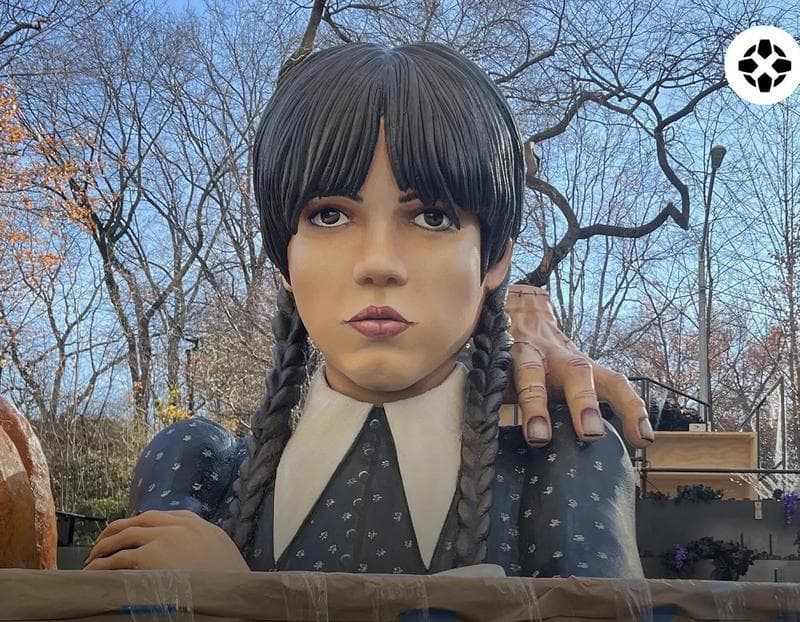 A sculpture of Jenna Ortega as Wednesday Addams
