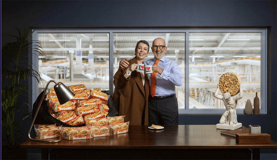Warburtons crumpets ad campaign still.