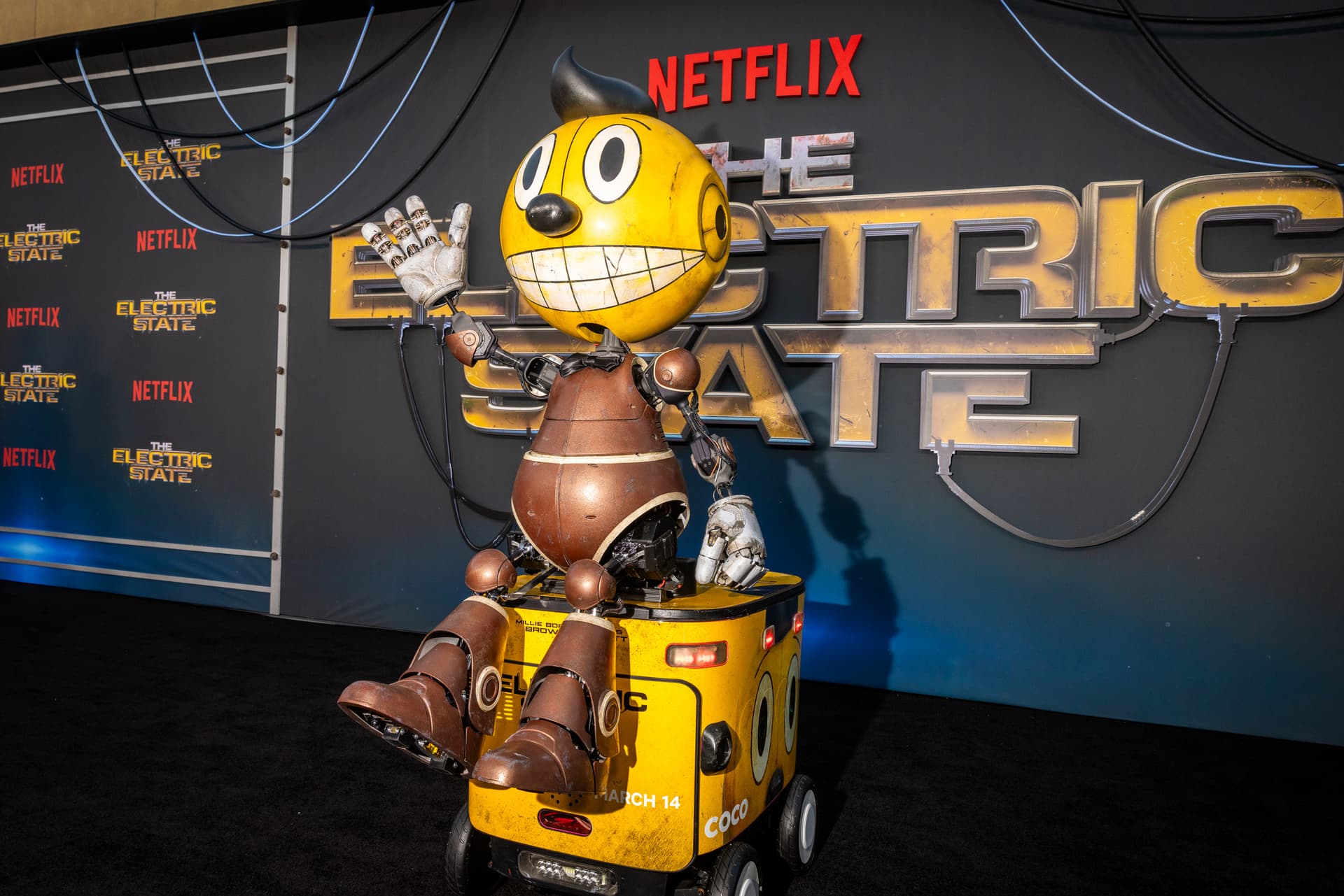 Cosmo at the world premiere of Netflixâs âThe Electric Stateâ at The Egyptian Theatre.